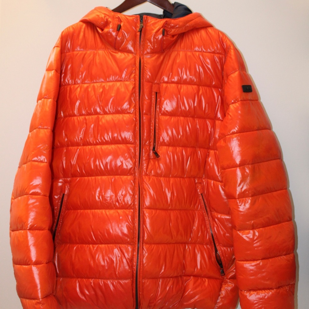 NWT Michael Kors Men's Casena Shiny Nylon Jacket Orange XL